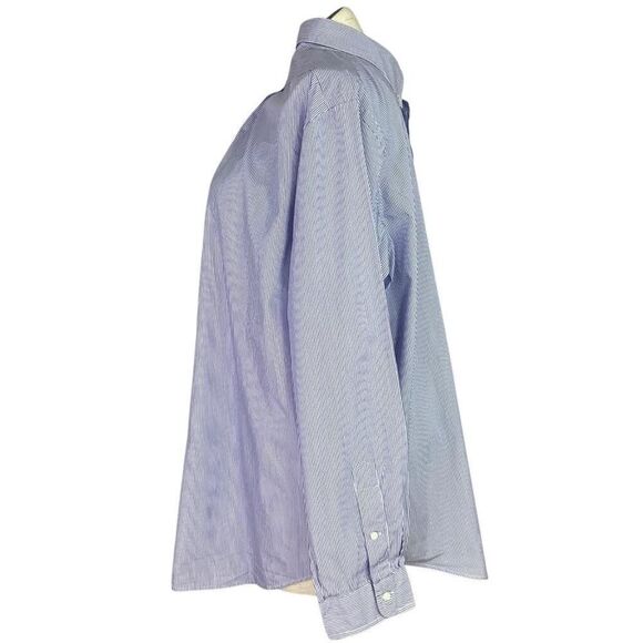 Ralph Lauren Shirt Men 2XL XXL Blue White Stripe Cotton Long Sleeve Button Down - Picture 4 of 7